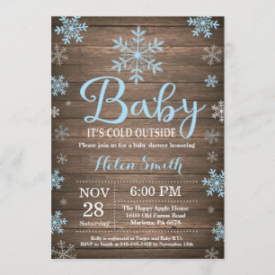 Invitación Bebé, frío fuera del Baby Shower de invierno rústi