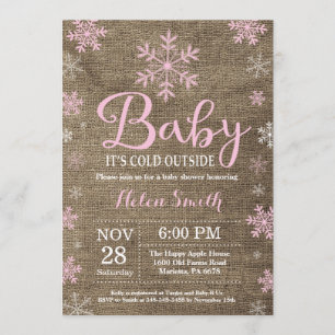Invitación Bebé, frío fuera del Baby Shower de invierno rústi