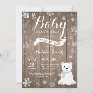 Invitación Bebé, frío fuera del Baby Shower de invierno rústi