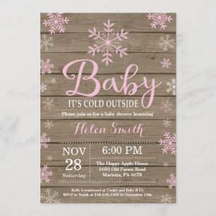 Invitación Bebé, frío fuera del Baby Shower de invierno rústi