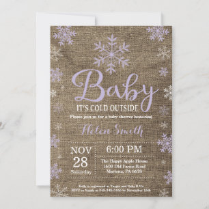 Invitación Bebé, frío fuera del Baby Shower de invierno rústi