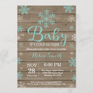 Invitación Bebé, frío fuera del Baby Shower de invierno rústi