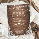 Invitación Bebé, frío fuera del Baby Shower de invierno rústi<br><div class="desc">Crea tu invitación perfecta con estas plantillas prediseñadas, puedes personalizarla fácilmente para que sea la tuya única. Para una mayor personalización, haga clic en el enlace "personalizar más adelante" y utilice nuestra herramienta de diseño fácil de usar para modificar esta plantilla. Si prefiere Papeles más gruesos / Acabado mate, puede...</div>