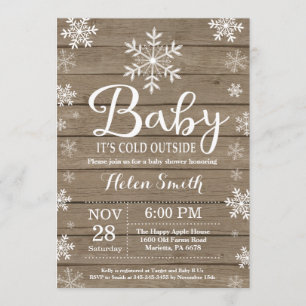 Invitación Bebé, frío fuera del Baby Shower de invierno rústi