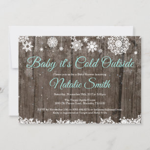 Invitación Bebé, frío fuera del Baby Shower de invierno rústi