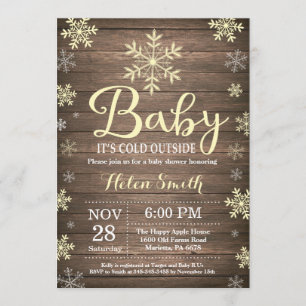 Invitación Bebé, frío fuera del Baby Shower de invierno rústi