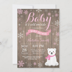 Invitación Bebé, frío fuera del Baby Shower de invierno rústi