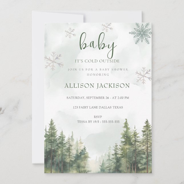 Invitación Bebé frío fuera del Baby Shower de la montaña de i (Anverso)