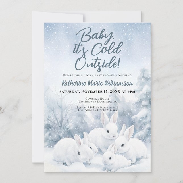 Invitación Bebé, frío fuera del Baby Shower de los conejillos (Anverso)