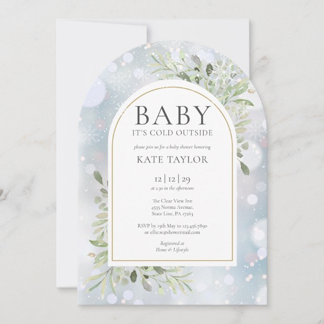 Invitación Bebé, frío fuera del Baby Shower de nieve de invie (Anverso)