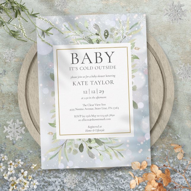 Invitación Bebé, frío fuera del Baby Shower de nieve de invie (Baby Its Cold Outside Winter Snow Baby Shower Invitation)