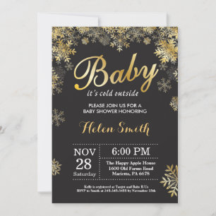 Invitación Bebé, frío fuera del Baby Shower de oro invernal