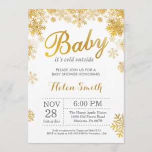 Invitación Bebé, frío fuera del Baby Shower de oro invernal