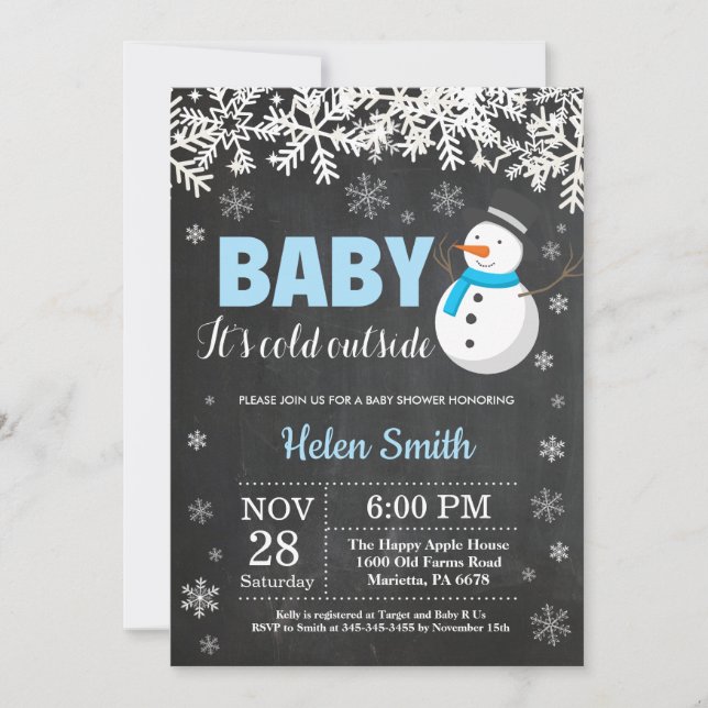 Invitación Bebé, frío fuera del Baby Shower de Snowman Boy (Anverso)