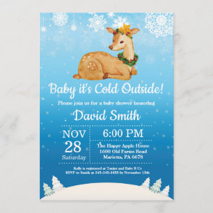 Invitación Bebé, frío fuera del Baby Shower de Winter Deer Bo