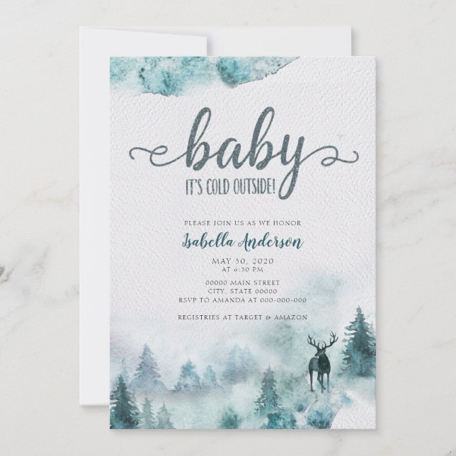 Invitación Bebé, frío fuera del Baby Shower de Woodland (Anverso)