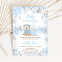 Bebé, frío fuera del Baby Shower del oso azul