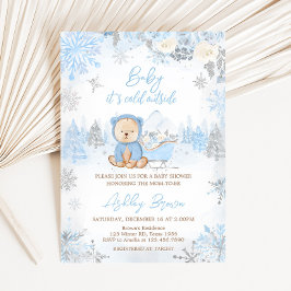 Invitación Bebé, frío fuera del Baby Shower del oso azul