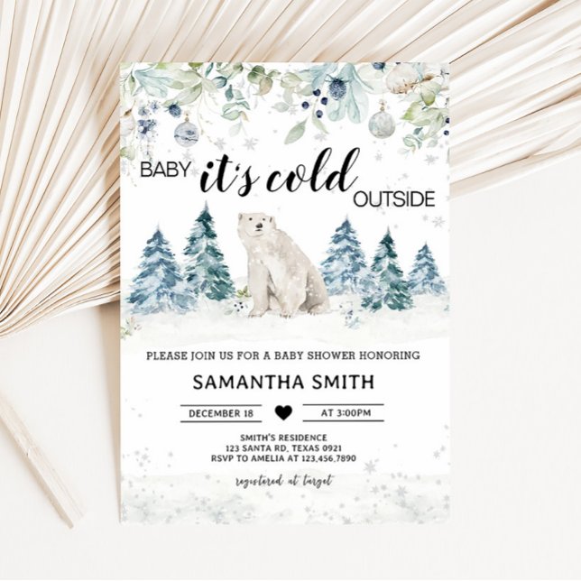 Invitación Bebé, frío fuera del Baby Shower del oso polar (Polar Bear Baby Shower Invitation)
