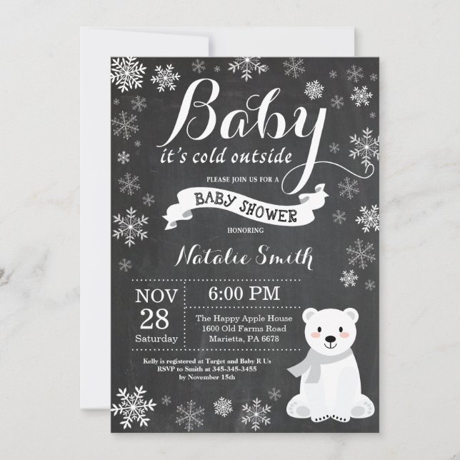 Invitación Bebé, frío fuera del Baby Shower del oso polar (Anverso)