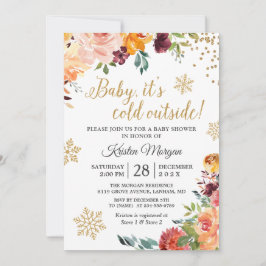 Invitación Bebé, frío fuera del Baby Shower floral de Borgoña