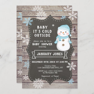 Invitación Bebé, frío fuera del Baby Shower, hombre de nieve
