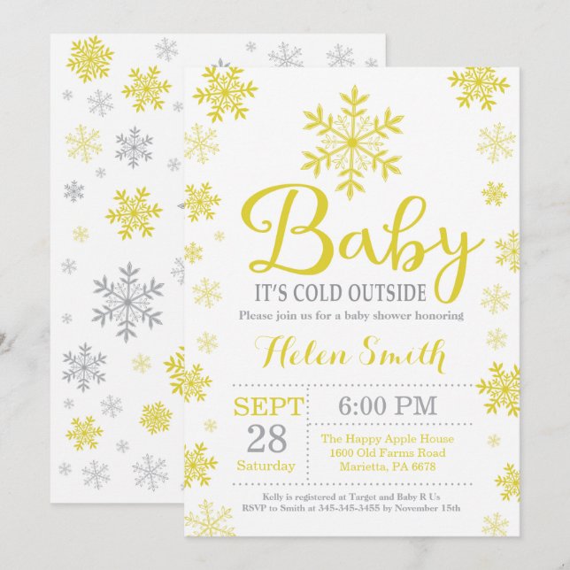 Invitación Bebé, frío fuera del Baby Shower invernal (Anverso / Reverso)