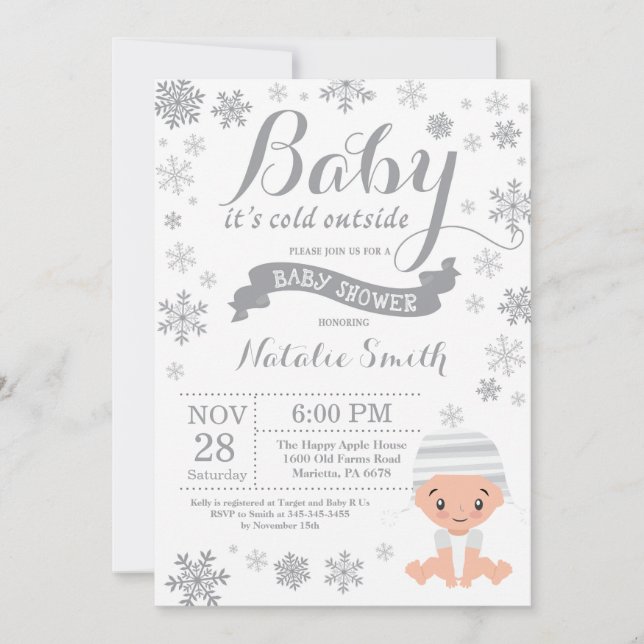 Invitación Bebé, frío fuera del Baby Shower invernal (Anverso)