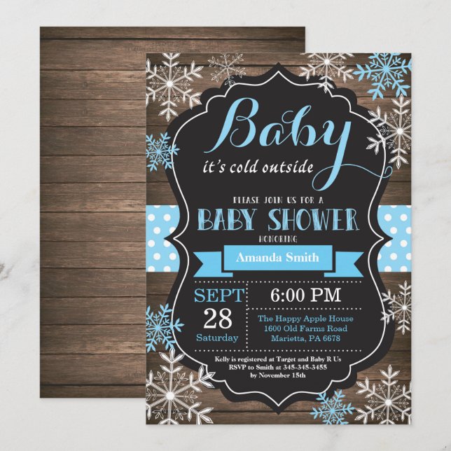 Invitación Bebé, frío fuera del Baby Shower invernal (Anverso / Reverso)