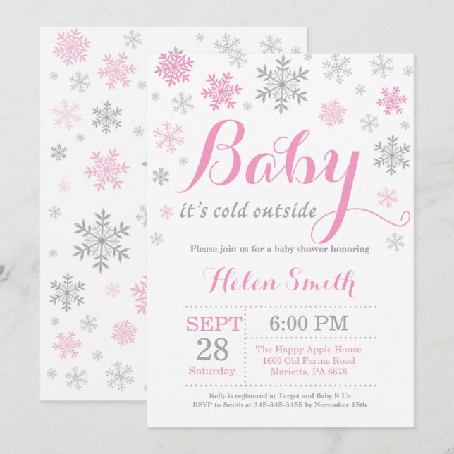 Invitación Bebé, frío fuera del Baby Shower invernal (Anverso / Reverso)