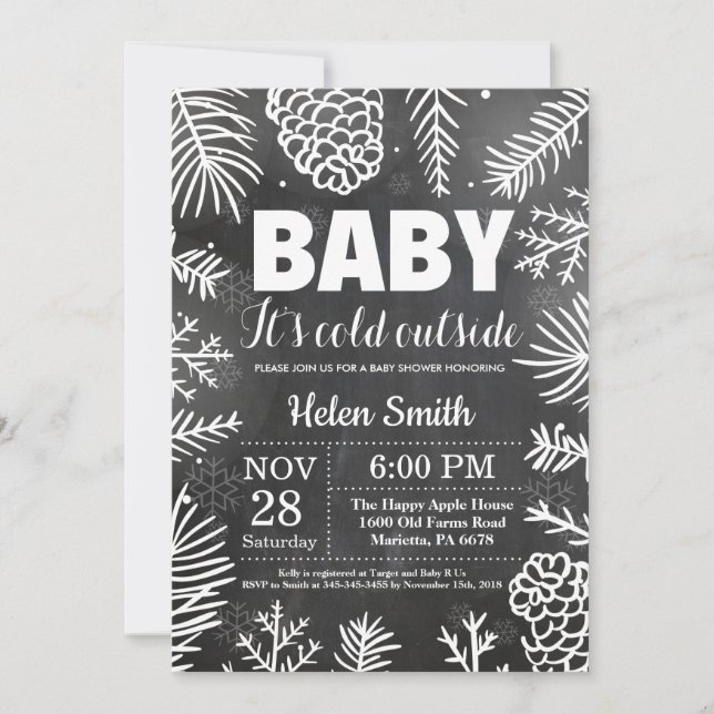 Invitación Bebé, frío fuera del Baby Shower invernal (Anverso)