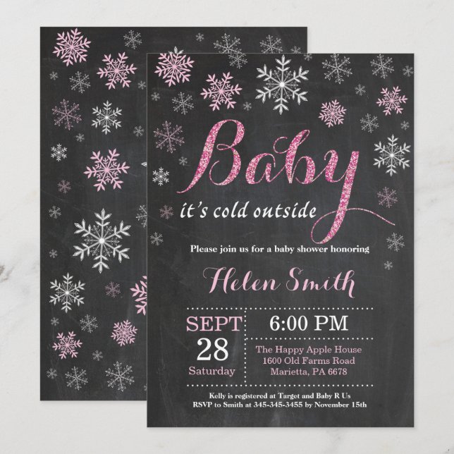 Invitación Bebé, frío fuera del Baby Shower invernal (Anverso / Reverso)
