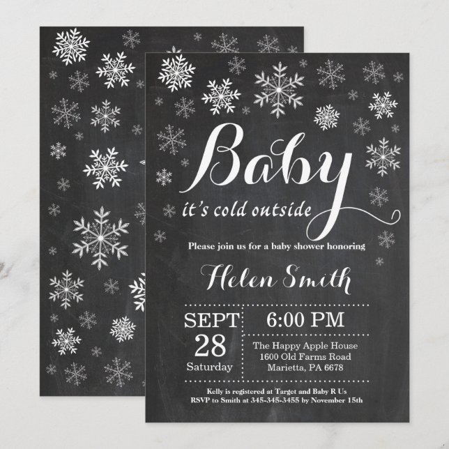 Invitación Bebé, frío fuera del Baby Shower invernal (Anverso / Reverso)