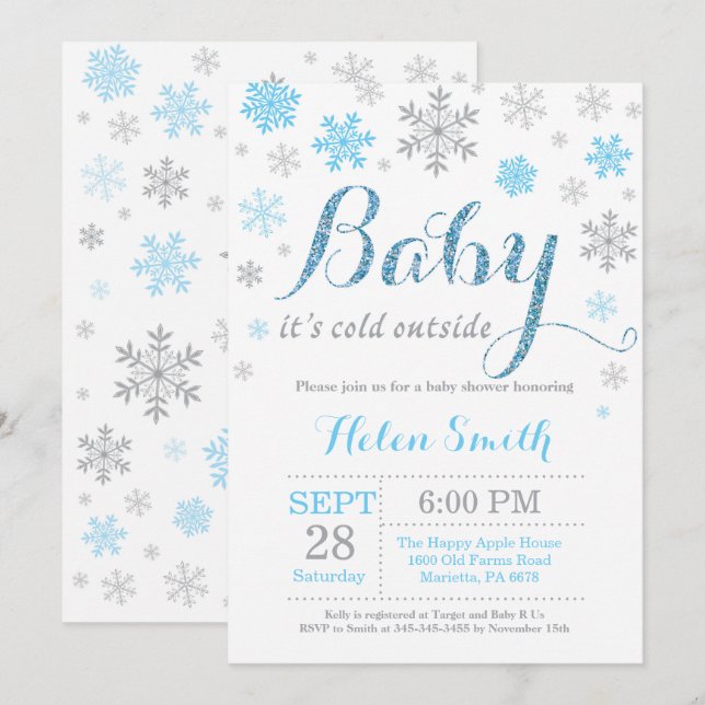 Invitación Bebé, frío fuera del Baby Shower invernal (Anverso / Reverso)