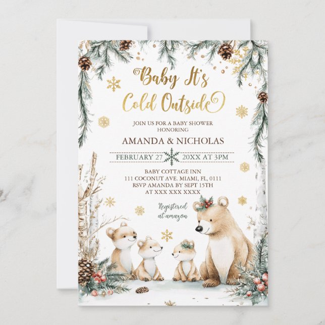 Invitación Bebé, frío fuera del Baby Shower invernal (Anverso)