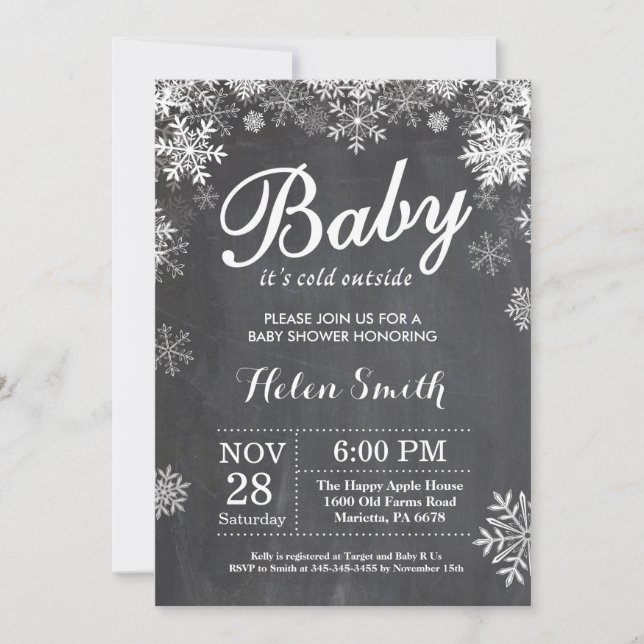 Invitación Bebé, frío fuera del Baby Shower invernal (Anverso)