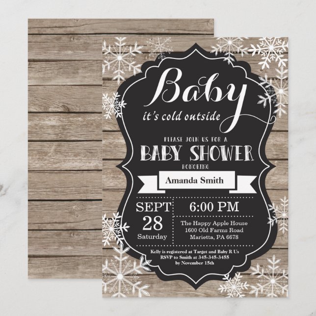Invitación Bebé, frío fuera del Baby Shower invernal (Anverso / Reverso)