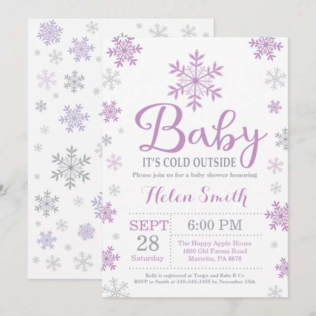 Invitación Bebé, frío fuera del Baby Shower invernal (Anverso / Reverso)