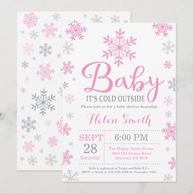 Invitación Bebé, frío fuera del Baby Shower invernal (Anverso / Reverso)