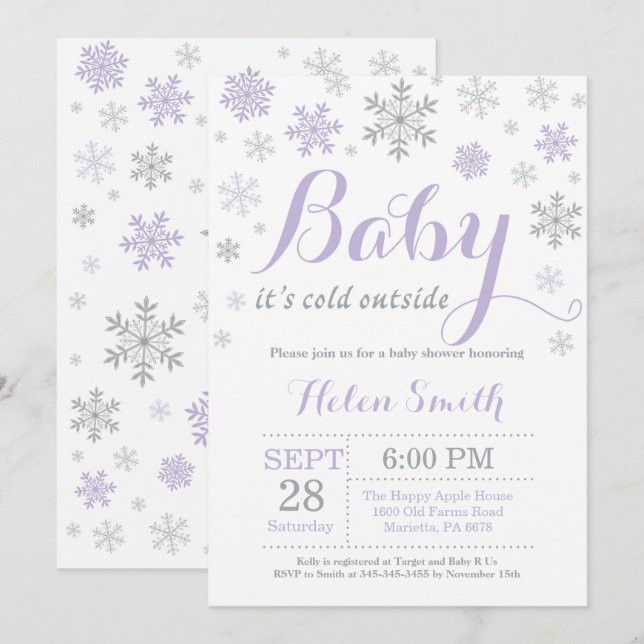 Invitación Bebé, frío fuera del Baby Shower invernal (Anverso / Reverso)