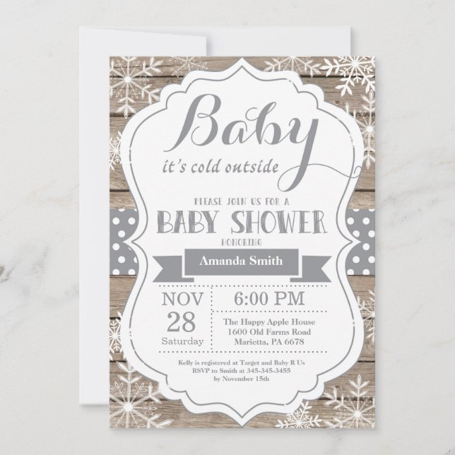 Invitación Bebé, frío fuera del Baby Shower invernal (Anverso)