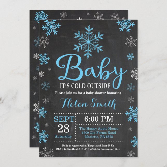 Invitación Bebé, frío fuera del Baby Shower invernal (Anverso / Reverso)