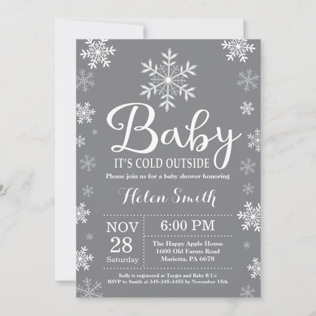 Invitación Bebé, frío fuera del Baby Shower invernal (Anverso)