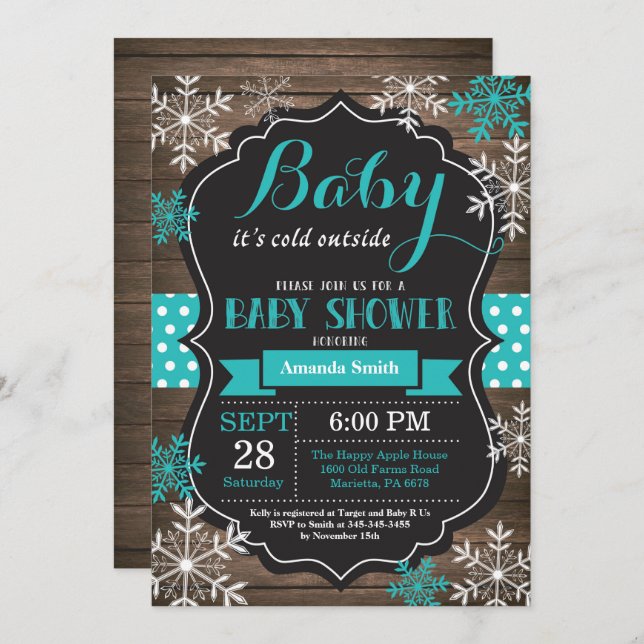 Invitación Bebé, frío fuera del Baby Shower invernal (Anverso / Reverso)