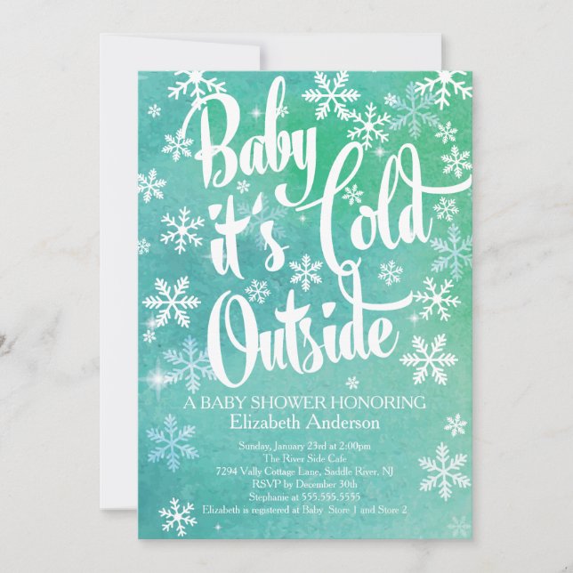 Invitación Bebé, frío fuera del Baby Shower neutro de inviern (Anverso)