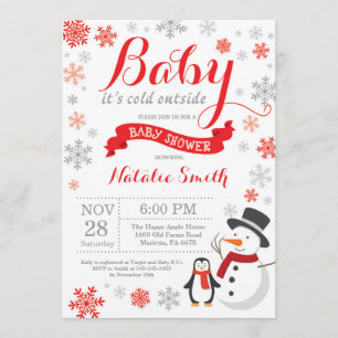 Invitación Bebé, frío fuera del Baby Shower rojo