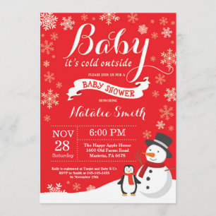 Invitación Bebé, frío fuera del Baby Shower rojo