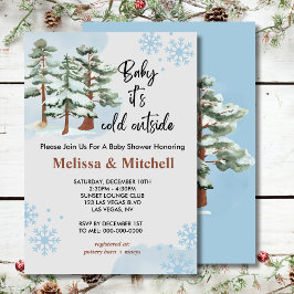 Invitación Bebé, frío fuera del bosque de invierno, copo de n