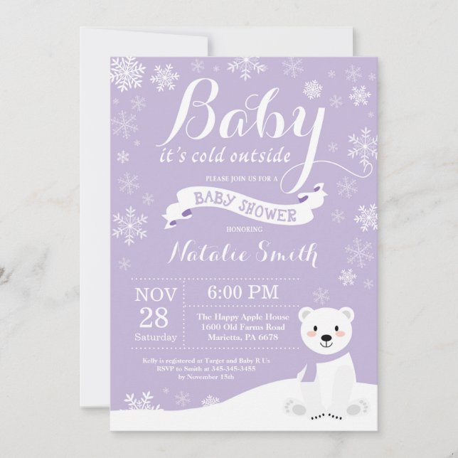 Invitación Bebé, frío fuera del Chica de invierno Baby Shower (Anverso)