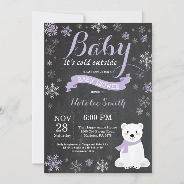 Invitación Bebé, frío fuera del Chica Polar Baby Shower (Anverso)